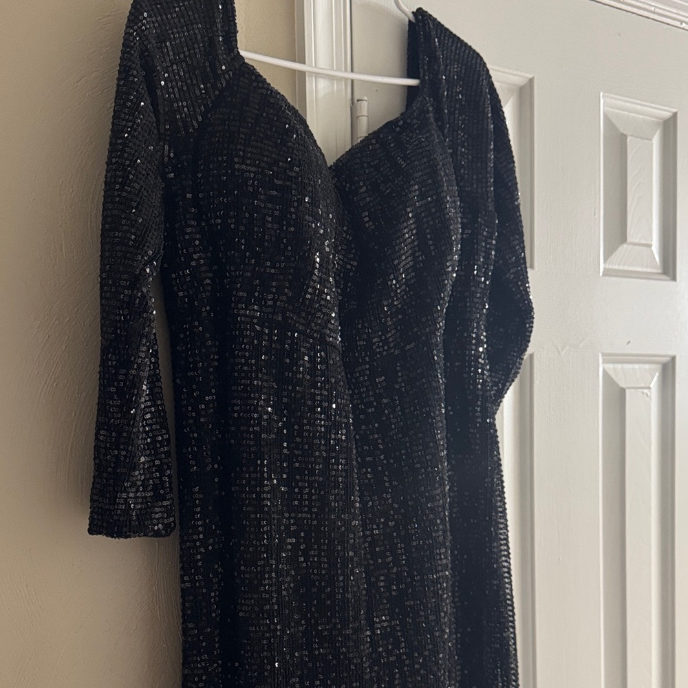 Fashion Nova Black Sequin Long Sleeve Dress